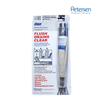 Petersen Hydraulic Drain Flusher | DrainJet | Opens Clogged Drains | 1.5" to 2.5" | 102-002